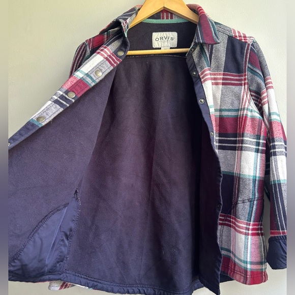 ORVIS womens size  large fleece lined button down flannel pinnacle top - Picture 8 of 9